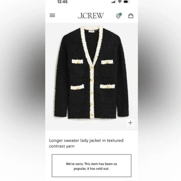 NWOT J. Crew Longer Sweater Lady Jacket in Textured Contrast Yarn Size XS - Picture 9 of 10